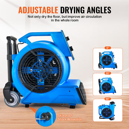 Floor Blower 1560 RPM 4000 CFM Air Mover with 3 Blowing Angles 3-Speeds