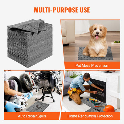 Spillabsorberande dynor, universell absorberande matta Absorberar upp 45,4 L, 330 x 250 mm Polypropenabsorberande dyna för olja, vatten och andra vätskor, 100 st.