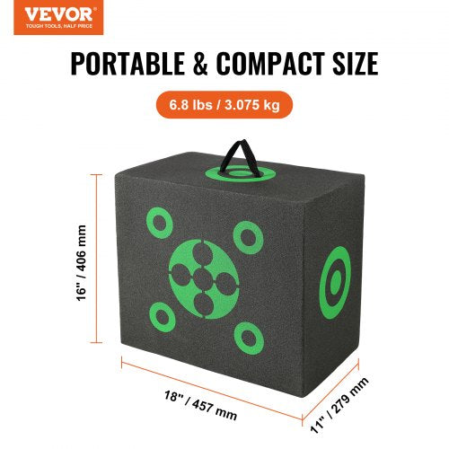 Archery Target, 16"x18" Archery Target on All Sides, Portable Archery Target for Outdoor Use with Carrying Handle, Easy to Remove Arrow, Good Visibility, Lightweight, Easy to Transport, Black | EU