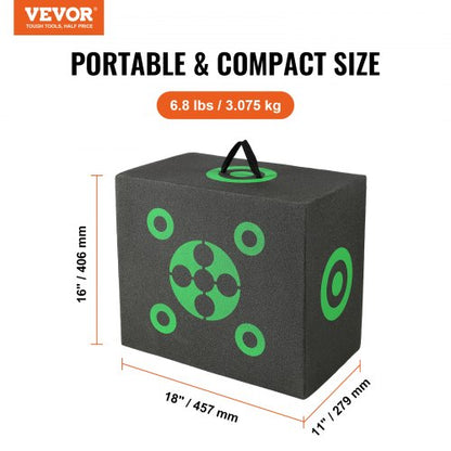 Archery Target, 16"x18" Archery Target on All Sides, Portable Archery Target for Outdoor Use with Carrying Handle, Easy to Remove Arrow, Good Visibility, Lightweight, Easy to Transport, Black | EU