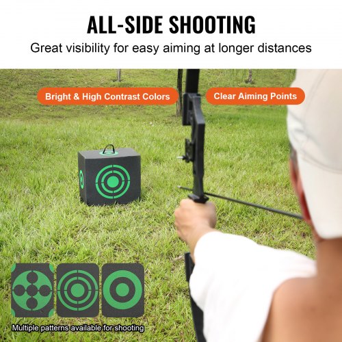 Archery Target, 16"x18" Archery Target on All Sides, Portable Archery Target for Outdoor Use with Carrying Handle, Easy to Remove Arrow, Good Visibility, Lightweight, Easy to Transport, Black | EU