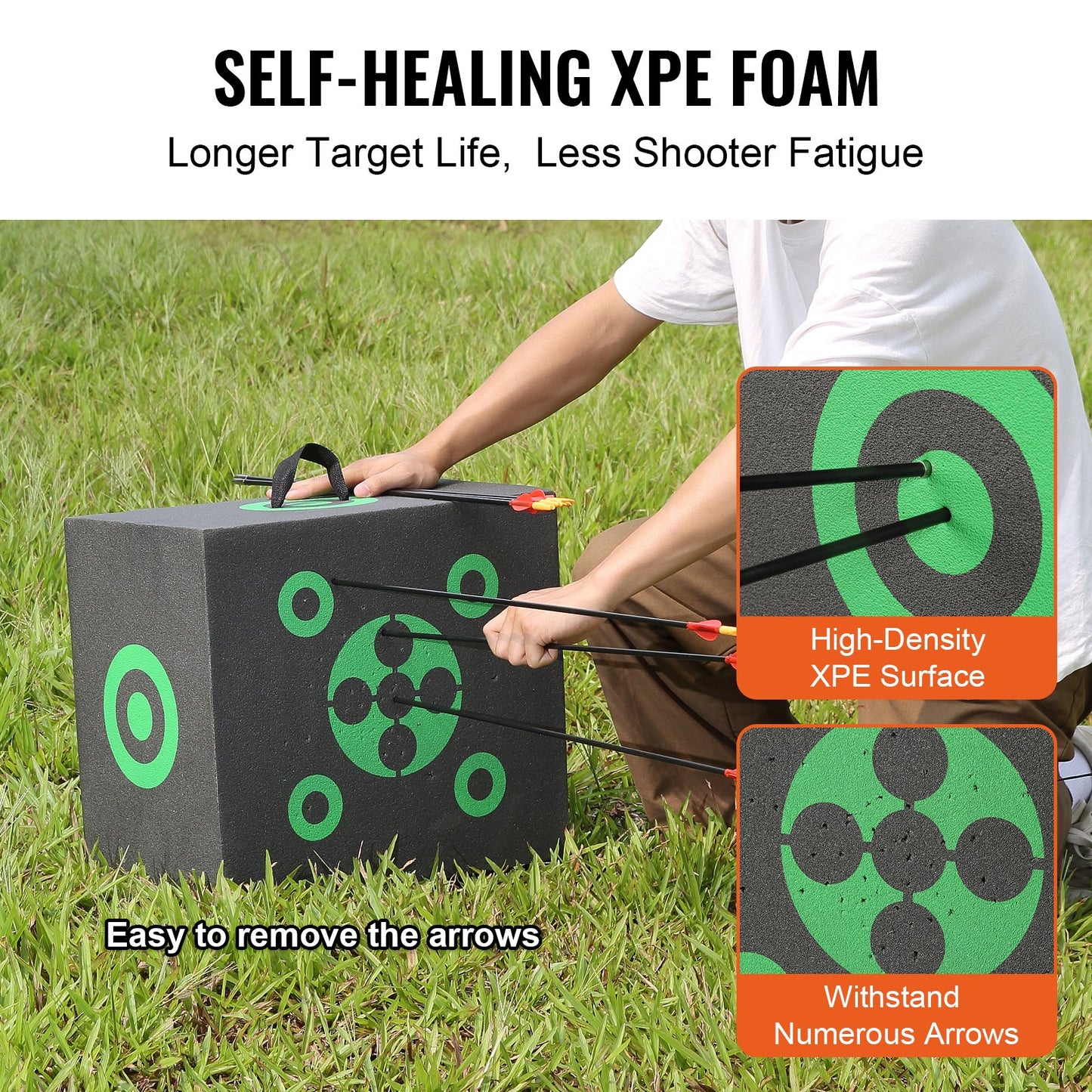 Archery Target, 16"x18" All-side Shotting Archery Arrow Target, Outdoor Portable Archery Target with Carry Handle, Easy Arrow Removal, Great Visibility, Lightweight, Easy to Transport, Black