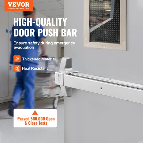 Push Bar Door Locks, Carbon Steel Panic Bars for Exit Doors, with Exterior Lever and 3 Keys, Push Bar Panic Exit Device Door Hardware for Metal Wood Door, for Left and Right Handed Doors