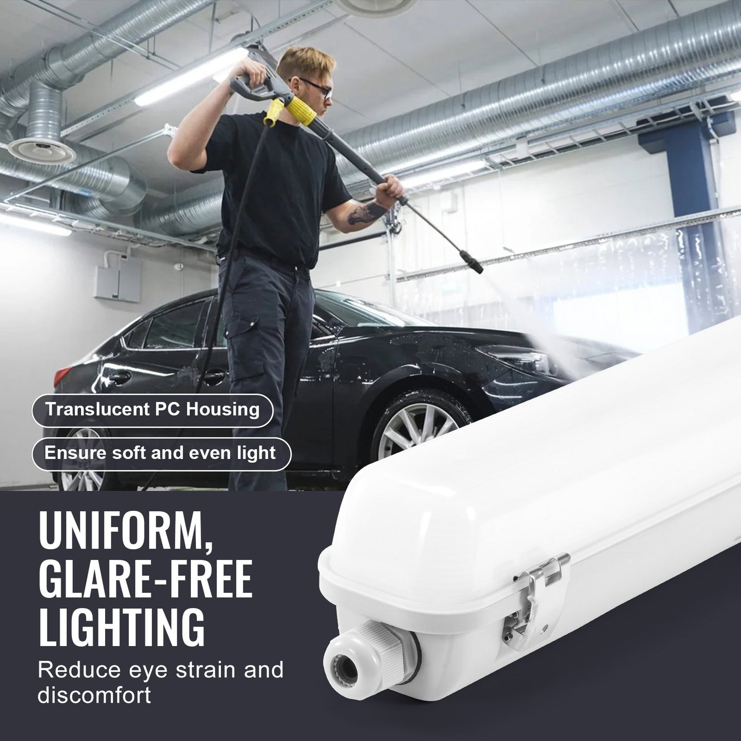 4PCS 4FT LED Vapor Proof Light 60W/50W/40W Selectable 5400/6400/7400LM