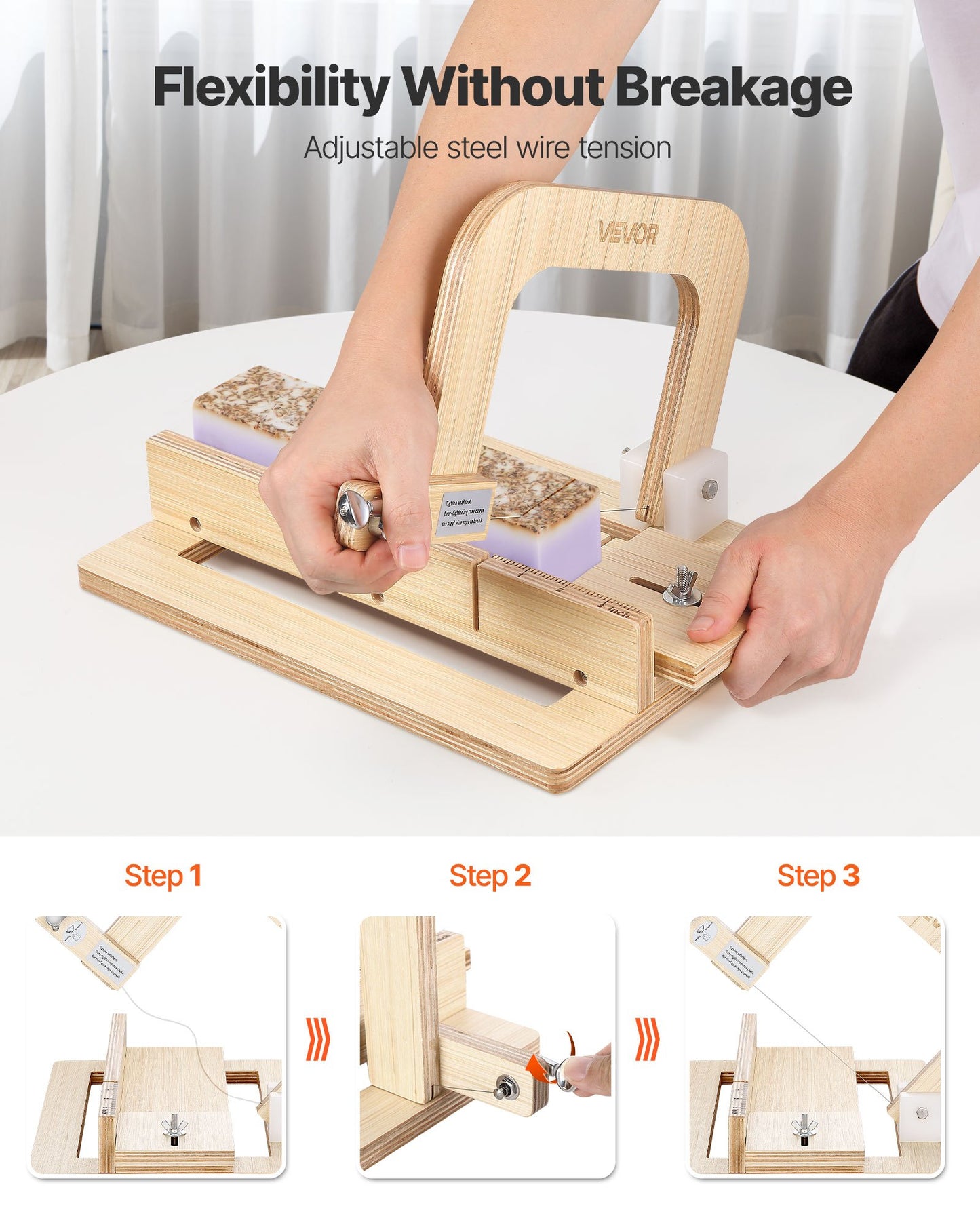 Soap Cutter, 0-2 inch Adjustable Thickness, Wood Soap Slicer with Stainless Steel Adjustable Wire Tension, with Extra Wires, Multi Handmade Cutter for Candles, DIY Making Cutting Tool