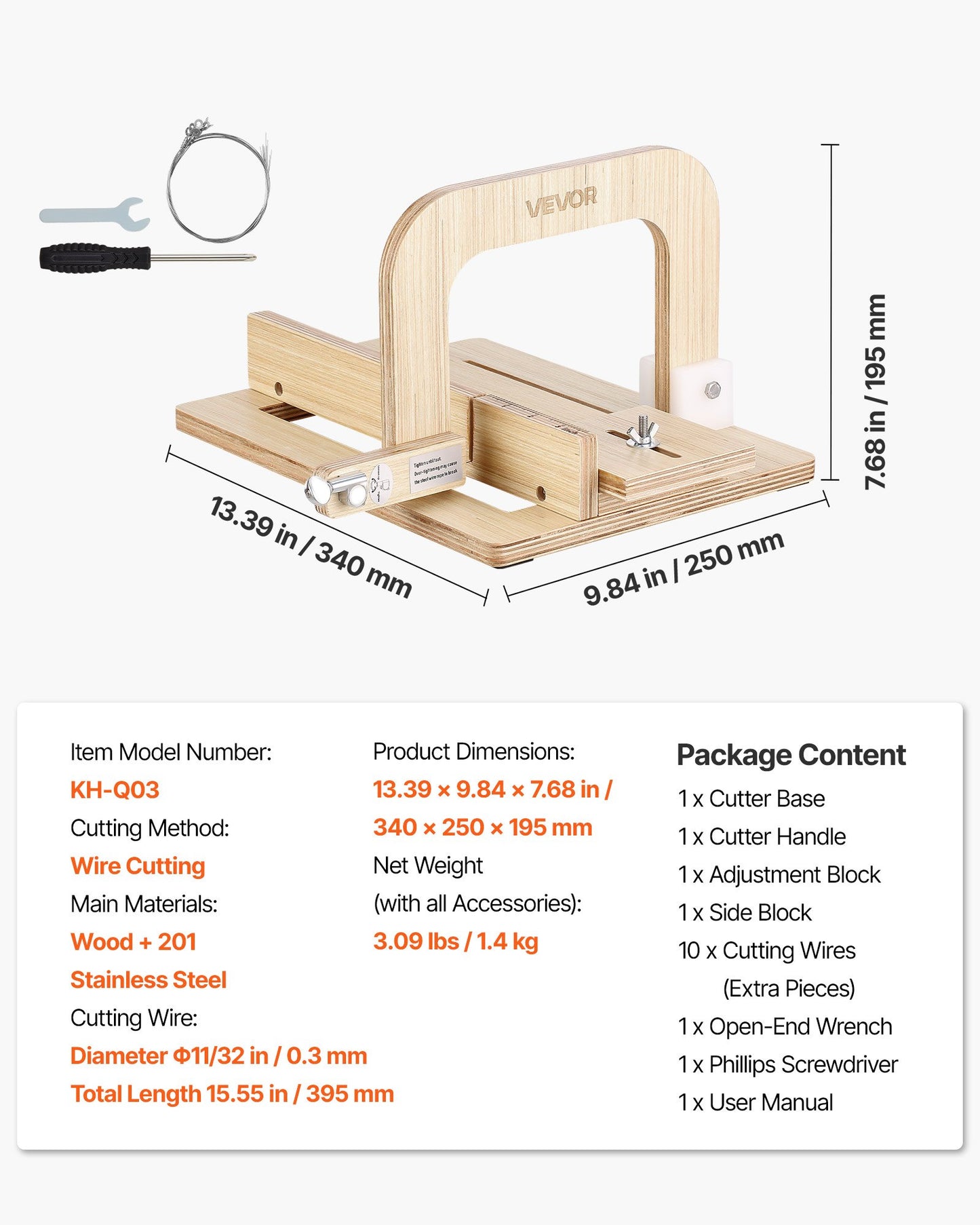 Soap Cutter, 0-2 inch Adjustable Thickness, Wood Soap Slicer with Stainless Steel Adjustable Wire Tension, with Extra Wires, Multi Handmade Cutter for Candles, DIY Making Cutting Tool