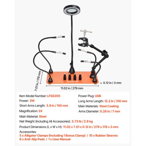Magnetische helfende Hände Lötstation 3-fache Vergrößerung Lampe Air Gun Halter