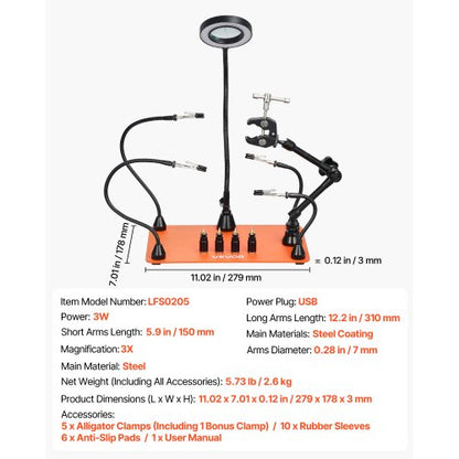 Magnetische helfende Hände Lötstation 3-fache Vergrößerung Lampe Air Gun Halter