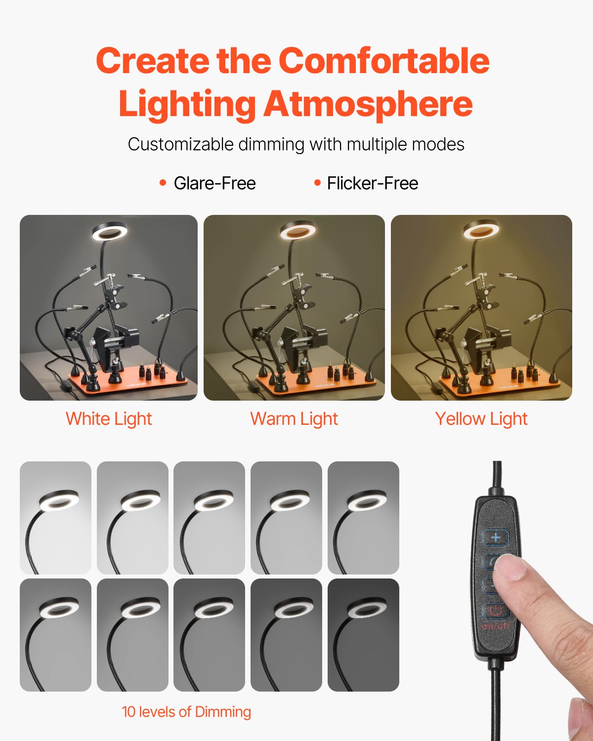 Magnetic Helping Hands Soldering Station, 4 Arms Third Hand Tool, with Vise, 3X LED Magnifying Lamp, 4 PCB Holder & 360 Hot Air Gun Holder, Soldering Helper for Electronic Repair Craft Hobby DIY