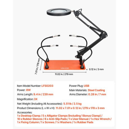 Magnetische Hilfslötstation 3X LED-Vergrößerungslampe 4 Arme