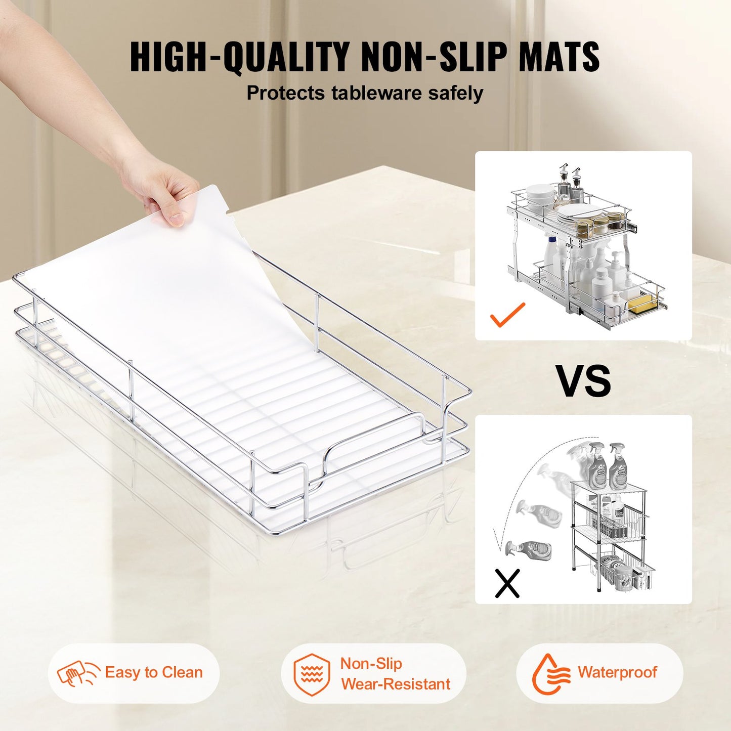 2-vånings utdragbart skåp under diskbänken Organizer 12"x21" lådkorg