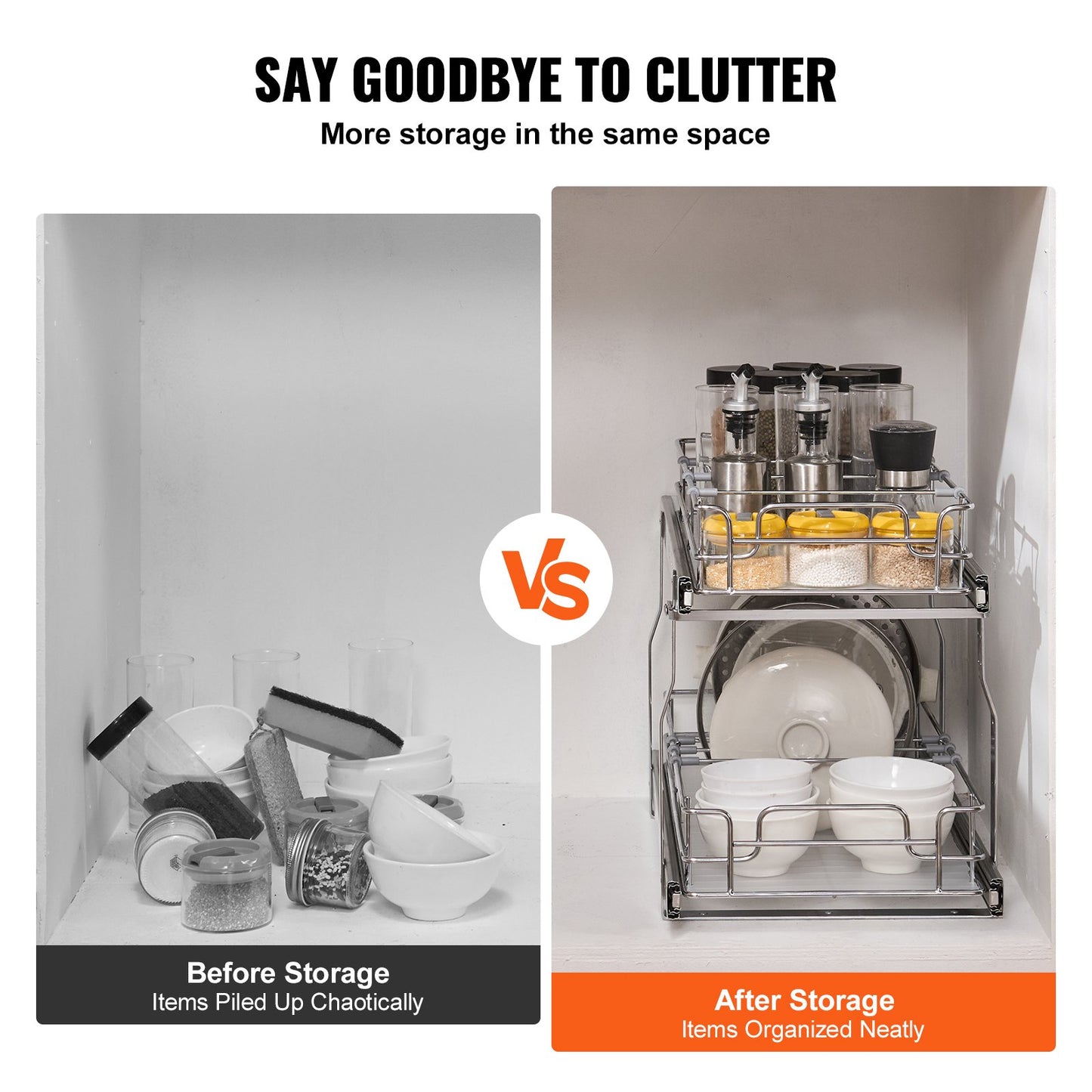 2-vånings utdragbart skåp under diskbänken Organizer 12"x21" lådkorg