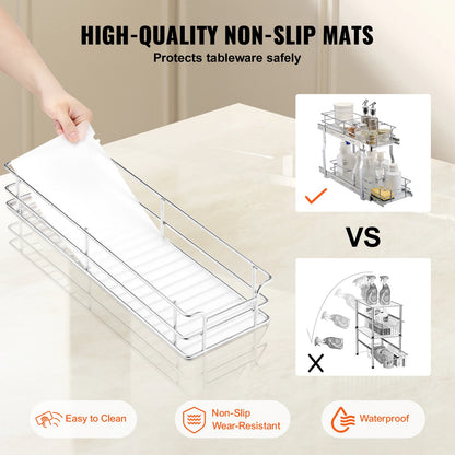 8.5"Wx21"Dx15"H Pull Out Cabinet Organizer, Heavy Duty Slide Out Pantry Shelves, Steel Roll Out Drawers, Sliding Drawer Storage for Home Under Sink, 10"Wx22"Dx18"H Install Size for Cabinet