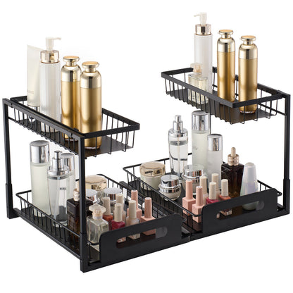 Ausziehbarer Schrank mit 2 Ebenen, Unterschrankkorb, 27,9 x 36,8 cm, 2 Stück