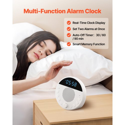 Ljudmaskin, 18 lugnande sömnljud, 7-färgad nattlampa, 6-i-1 ljudmaskin med vitt brus med dubbla larm, app, automatisk avstängningstimer och minnesfunktion, för baby, vuxna, hem, kontor och resor |  EU