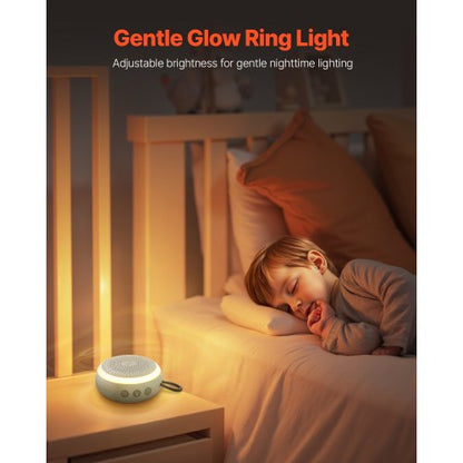 Ljudmaskin, 20 lugnande sömnljud, 4-i-1 hängbar ljudmaskin med vitt brus med automatisk avstängningstimer, mjuk ringlampa, minnesfunktion och barnlås, för baby, vuxna, hem, kontor och resor |  EU