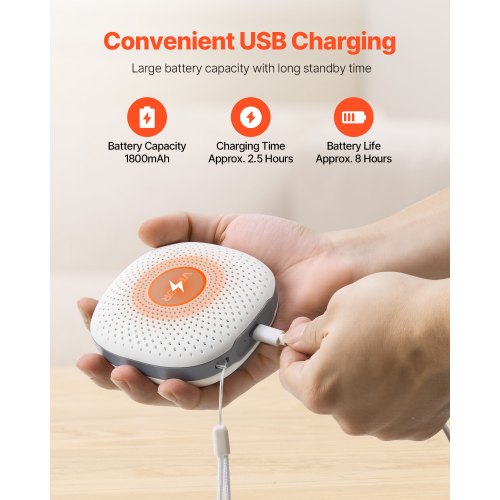 Ljudmaskin, 21 lugnande sömnljud, 3-i-1 bärbar och hängbar ljudmaskin med vitt brus med automatisk avstängningstimer, mjuk ringlampa och minnesfunktion, för baby, vuxna, hem, kontor och resor |  EU