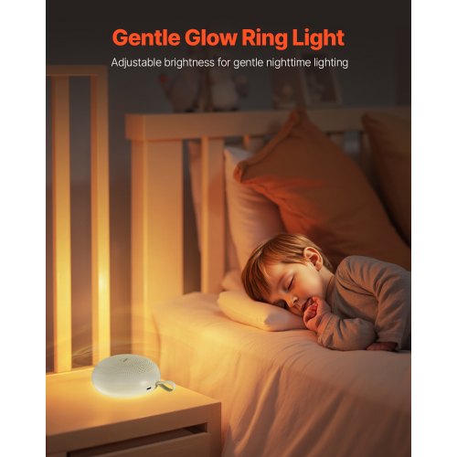 Ljudmaskin, 30 lugnande sömnljud, 3-i-1 bärbar och hängbar ljudmaskin med vitt brus med automatisk avstängningstimer, mjuk ringlampa och minnesfunktion, för baby, vuxna, hem, kontor och resor |  EU