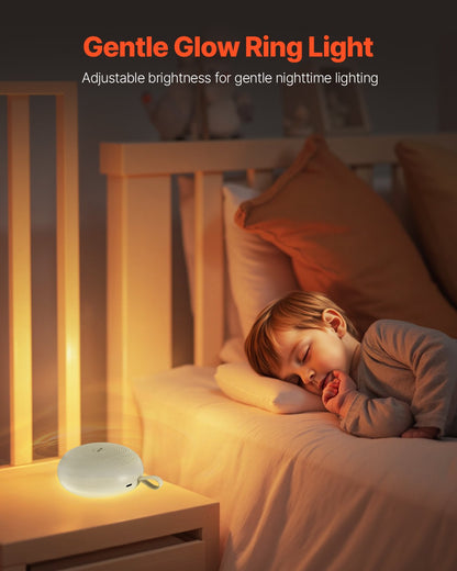 Sound Machine, 30 Soothing Sleep Sounds, 3-in-1 Portable and Hangable White Noise Sound Machine with Auto-Off Timer, Soft Ring Light and Memory Function, for Baby, Adults, Home, Office & Travel