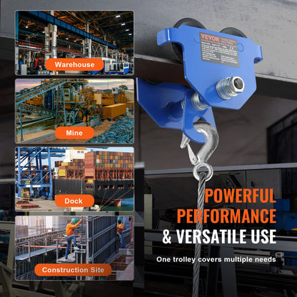 Manueller Wagen, Schubträgerwagen mit einer Tragkraft von 1100 lbs/0,5 Tonnen und Doppelrädern, einstellbar für I-Trägerflanschbreiten von 63,5–139,7 mm, Hochleistungs-Garagenlift aus legiertem Stahl für gerade gebogene I-Träger
