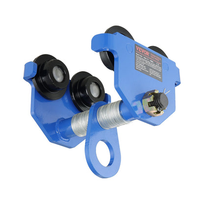 Manueller Wagen, Tragkraft 4400 lbs/2 Tonnen, Schubträgerwagen mit Doppelrad, einstellbar für I-Träger-Flanschbreite 63,5–177,8 mm, Hochleistungs-Garagenhebebühne aus legiertem Stahl für gerade gebogene I-Träger