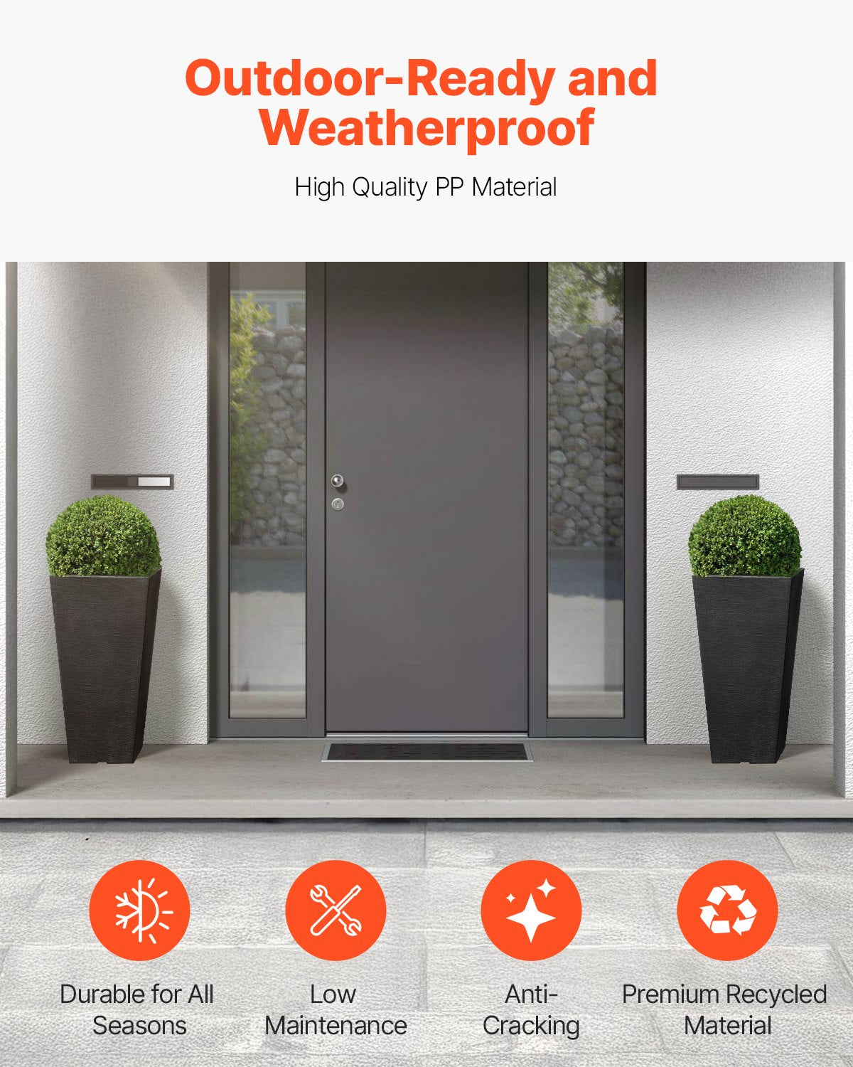 Hohes Pflanzgefäß-Set mit 2 quadratischen, konischen Pflanzgefäßen, 55,9 cm, für den Innen- und Außenbereich