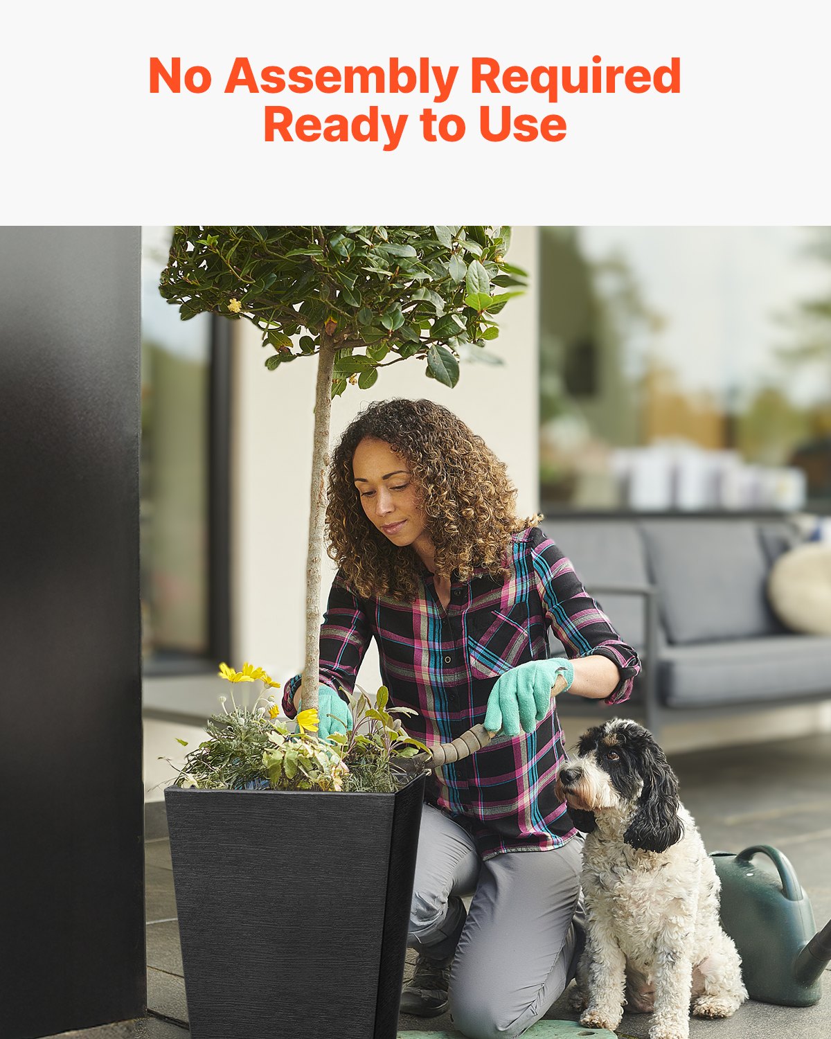 Hohes Pflanzgefäß-Set mit 2 quadratischen, konischen Pflanzgefäßen, 55,9 cm, für den Innen- und Außenbereich