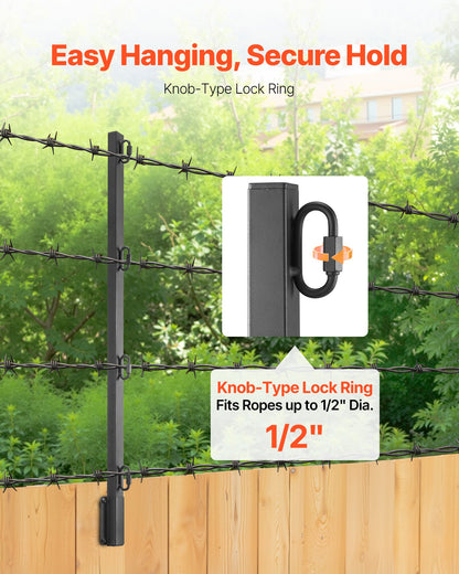 Fence Post Extender, 12 Packs 32.1 in Barbed Wire Arm, Sturdy Steel Fence Height Extender, Flat or Surface Mounted Barbed Wire Extension Arms, Protect Privacy and Prevent Pets Jumping Off