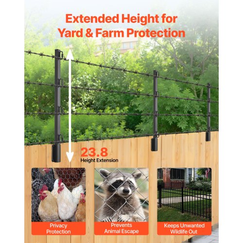 Fence Extenders 8-Pack 23.8 Inch Surface Mounted Fence Height Extension Arms | EU