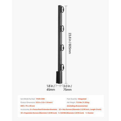 Fence Extenders 8-Pack 23.8 Inch Surface Mounted Fence Height Extension Arms | EU