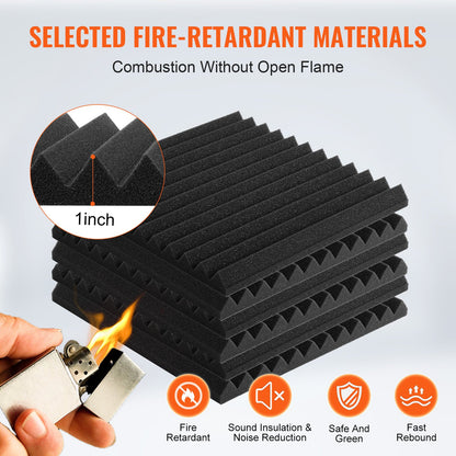 Akustiska skumpaneler 80-pack 12 x 12 x 1 tum för studiovägg och tak