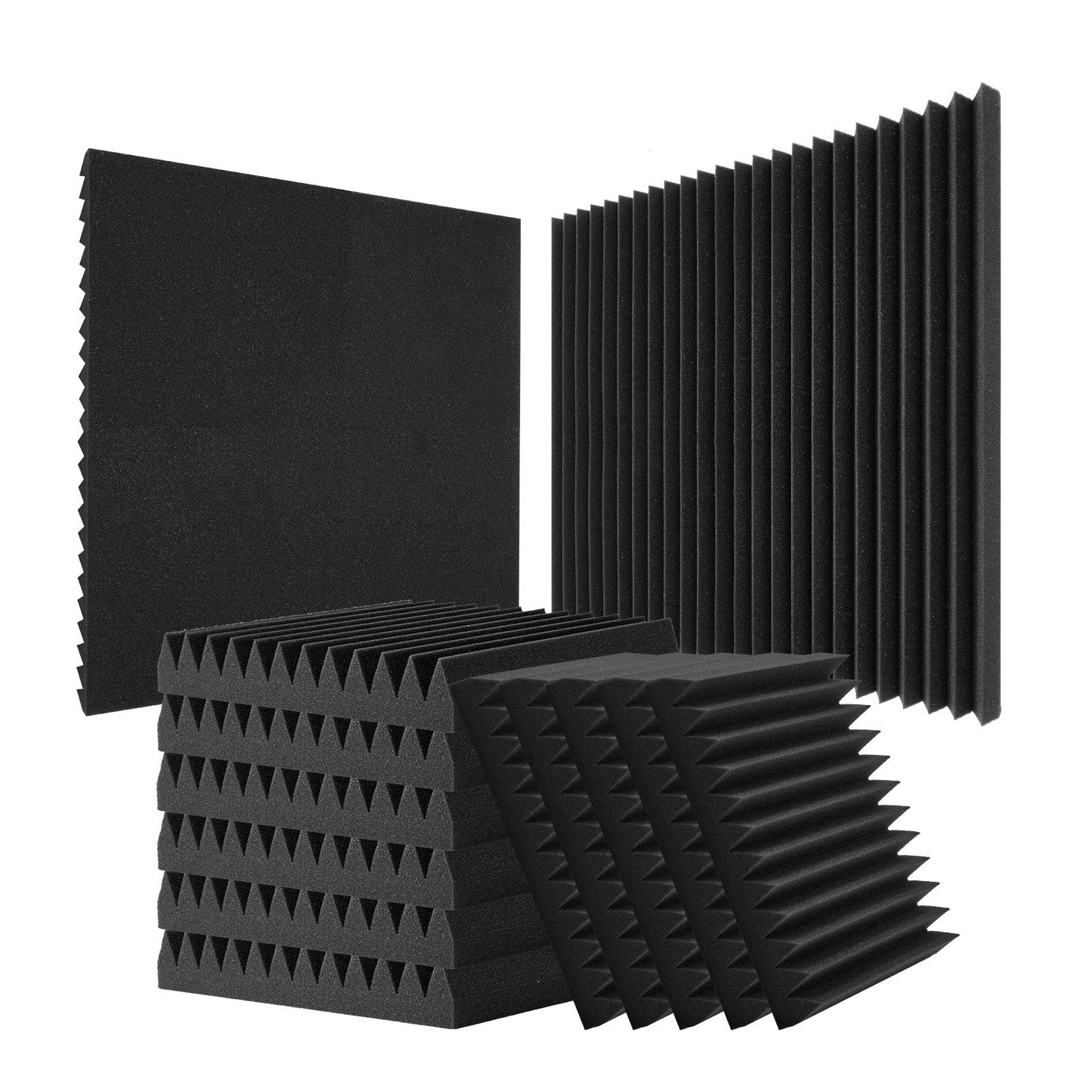 Akustikschaumplatten, 50er-Pack, 12 x 12 x 2 Zoll, für Studiowände und -decken