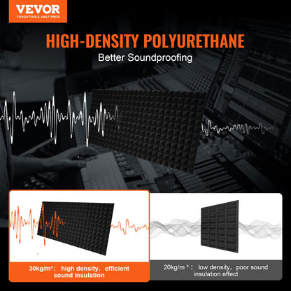 Akustikschaumplatten, 4er-Pack, 48 x 24 x 2 Zoll, für Studiowände und -decken