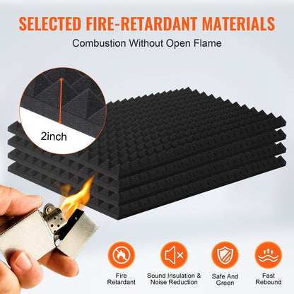 Akustikschaumplatten, 4er-Pack, 48 x 24 x 2 Zoll, für Studiowände und -decken