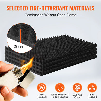 Akustiska skumpaneler 4-pack 48 x 24 x 2 tum för studiovägg och tak