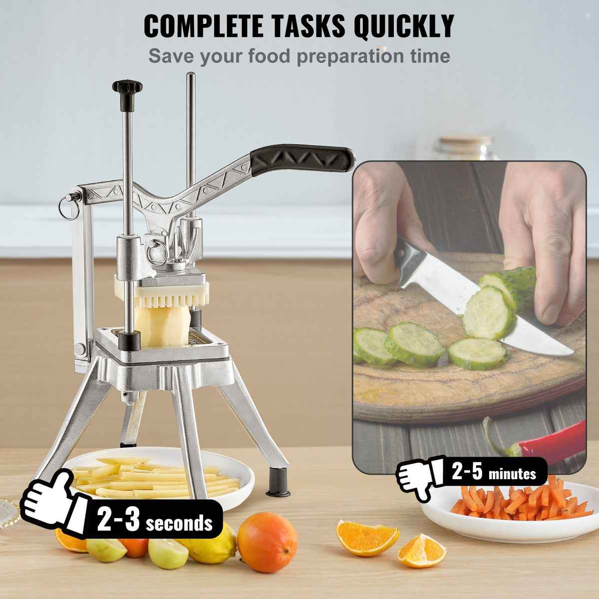 Commercial Vegetable Fruit Chopper 1/4" Blade Heavy Duty Professional Food Dicer Kattex French Fry Cutter Onion Slicer Stainless Steel for Tomato Peppers Potato Mushroom