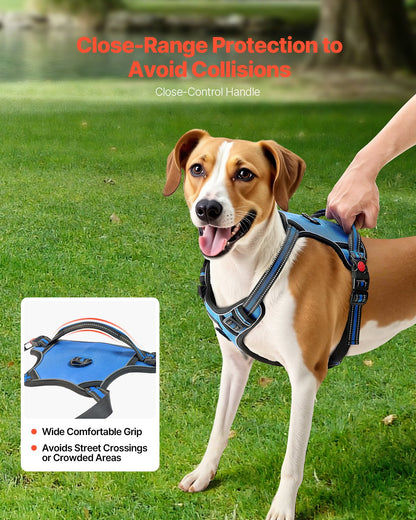 Dog Harness for Large Dogs, No Pull Adjustable Dog Vest Pet Harness, with 5ft Leash, Handle, Metal Rings, Buckles, Reflective Stitching 600D Oxford Fabric, for Training, Walking, and Hiking