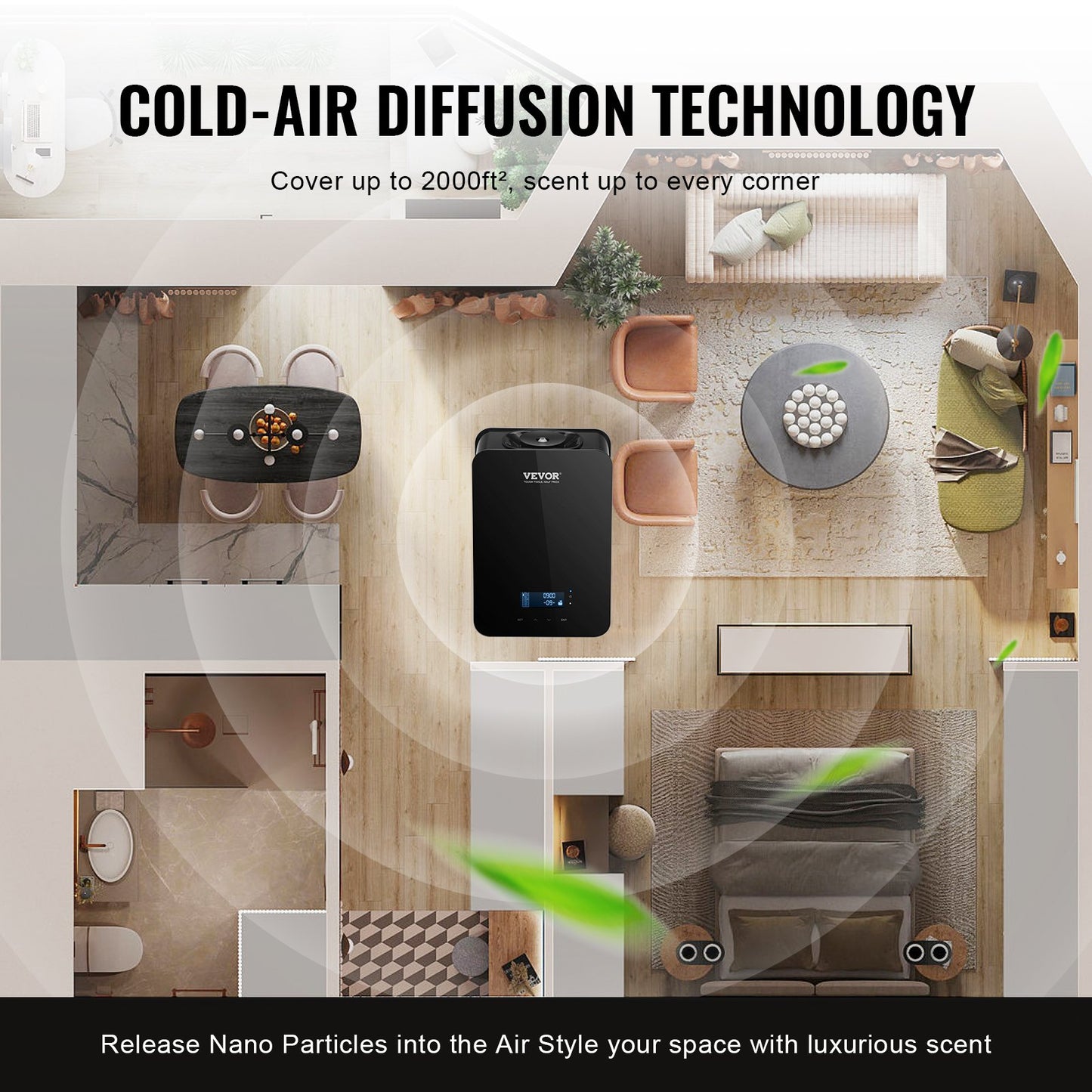 Scent Air Machine, 180ml Bluetooth Smart Essential Oil Diffuser, 2000sq.ft Waterless HVAC Scent Diffuser with Cold Air Technology, Aromatherapy Diffuser Machine for Home, Office, Hotel,