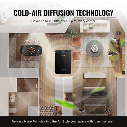 Scent Air Machine, 180ml Bluetooth Smart Essential Oil Diffuser, 2000sq.ft Waterless HVAC Scent Diffuser with Cold Air Technology, Aromatherapy Diffuser Machine for Home, Office, Hotel,