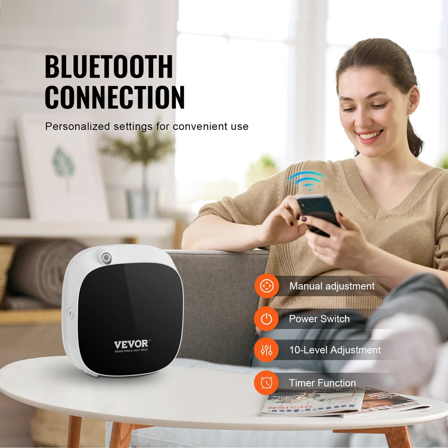 Scent Air Machine, 100ml Bluetooth Smart Essential Oil Diffuser, 1000sq.ft Waterless Scent Diffuser with Cold Air Technology, Aromatherapy Diffuser Machine for Home, Office, Hotel, Spa