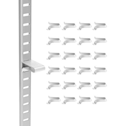 Shelf Clips, 40 Pack, Adjustable Steel Pilaster Shelf Clips Support for Metal, Wood, Glass Shelves, Compatible with Wardrobes, Cabinets, Bookcases, Shoe Racks and Display Racks (Silver)