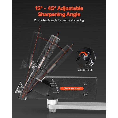 Lawnmower blade sharpener with blade balancer 15° to 45° adjustable
