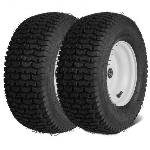 Lawn Mower Tires with Rim, 16x6.5-8" Tubeless Tractor Tires, 2-Pack Tire and Wheel Assembly, Turf Pneumatic Tires, 3" Offset Hub, 3/4" Bushing Size, 16 PCS Adapters for Riding Mower Lawn Tractor