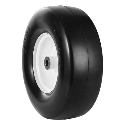 Lawnmower Tires with Rim, 13x5-6" Tubeless Tractor Tires, 2-Pack Tires and Wheel Assembly, Flat-Free PU Tires, 3.25"-5.9" Centered Hub, 3/4" Bushing Size, 20 PCS Adapter for Lawnmower Tractors