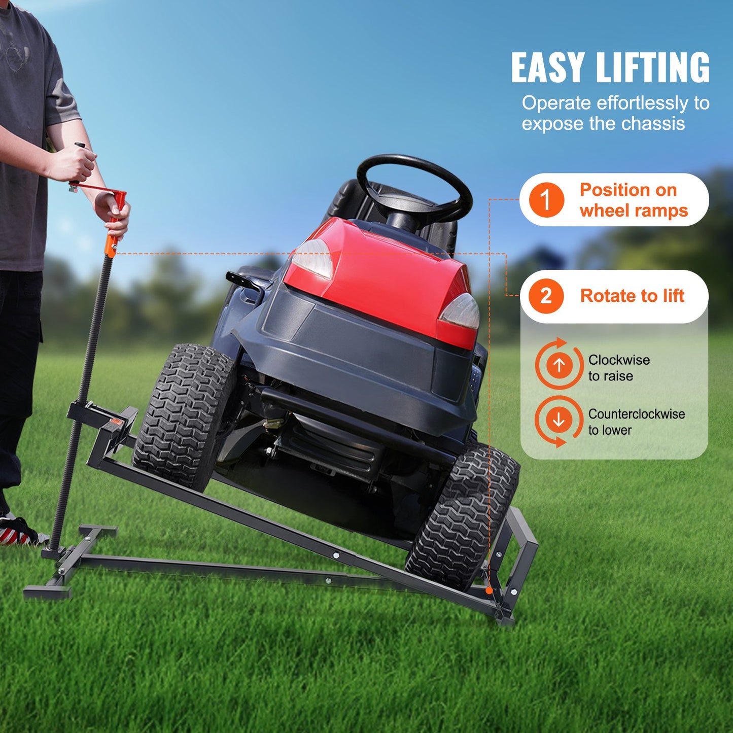 880 Lbs Ride on Lawn Mower Lift Jack för gräsklippare och trädgårdstraktorer