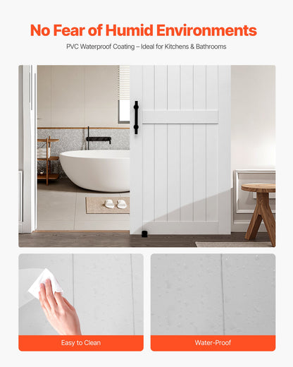 Sliding Barn Door, 36 x 84 inch, High-Strength MDF Panel, Barn Door with Hardware Kit, Water-Proof PVC Surface, Easy to Install, H-Frame, Smoothly and Quietly Sliding for Living Room, Bathroom