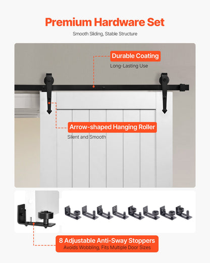 Sliding Barn Door, 36 x 84 inch, High-Strength MDF Panel, Barn Door with Hardware Kit, Water-Proof PVC Surface, Easy to Install, H-Frame, Smoothly and Quietly Sliding for Living Room, Bathroom