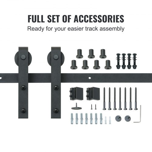 8FT Sliding Barn Door Hardware Kit, 330LBS Loading Heavy Duty Barn Door Track Kit for Single Door, Fits 3.7-4.3FT Wide and 1.3"-1.8" Thick Door Panel, with Smooth and Quiet Pulley (J Shape) | EU