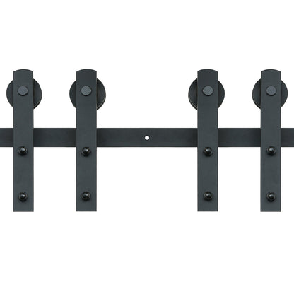 8FT Sliding Barn Door Hardware Kit, 330LBS Heavy Duty Barn Door Track Kit for Double Doors, Fits 3.7-4.3FT Total Wide and 1.3"-1.8" Thick 2-Door Panel, with Smooth and Quiet Pulley (I Shape)