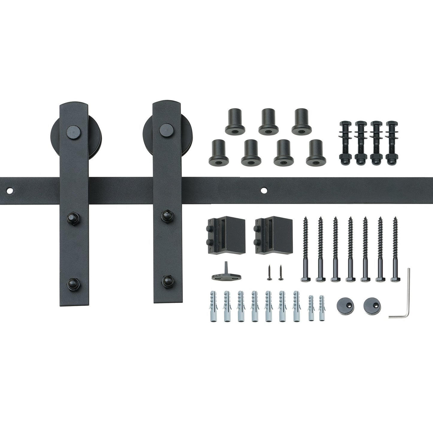 8FT Sliding Barn Door Hardware Kit, 330 LBS Loading Heavy Duty Barn Door Track Kit for Single Door, Fits 3.7-4.3FT Wide and 1.3"-1.8" Thick Door Panel, with Smooth and Quiet Pulley (I Shape)